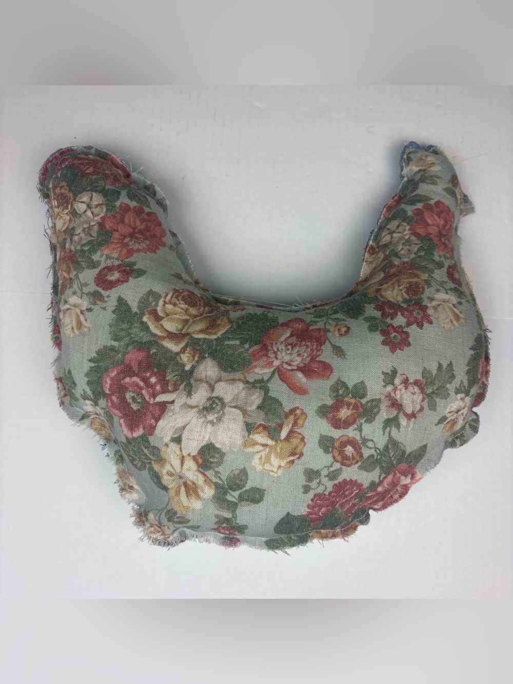 Chicken Pillow Floral Denim Handmade Repurposed Couch Decorative Farmhouse